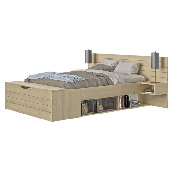 Wooden Bed with Storage Spaces (EW)5